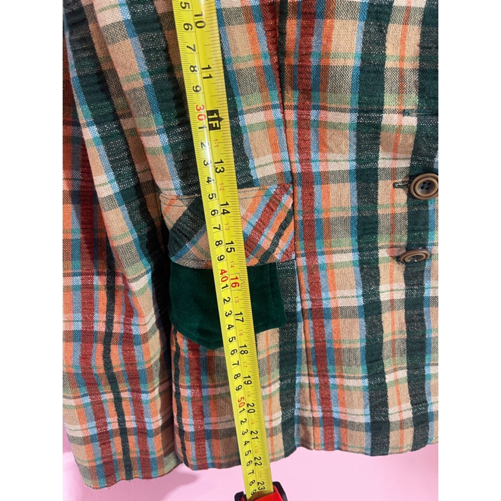 Vintage Women's Fashion Scene Plaid Blazer Jacket Size S Green - Picture 10 of 13